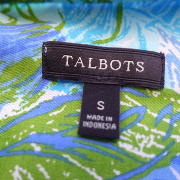 Talbots Shirt Women Size Small Blue Floral Top Blouse Sequin Boho Allover Tencel - Picture 3 of 8